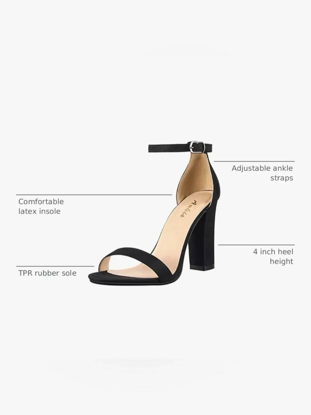 NWT Ankis Chunky Heels black suede 4 in heel, size 8